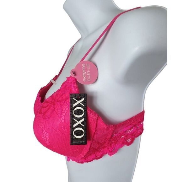 Women's Push Up Bra 34B Hot Pink Extreme Lace Full Coverage Push Up 34B NWT - Picture 3 of 9